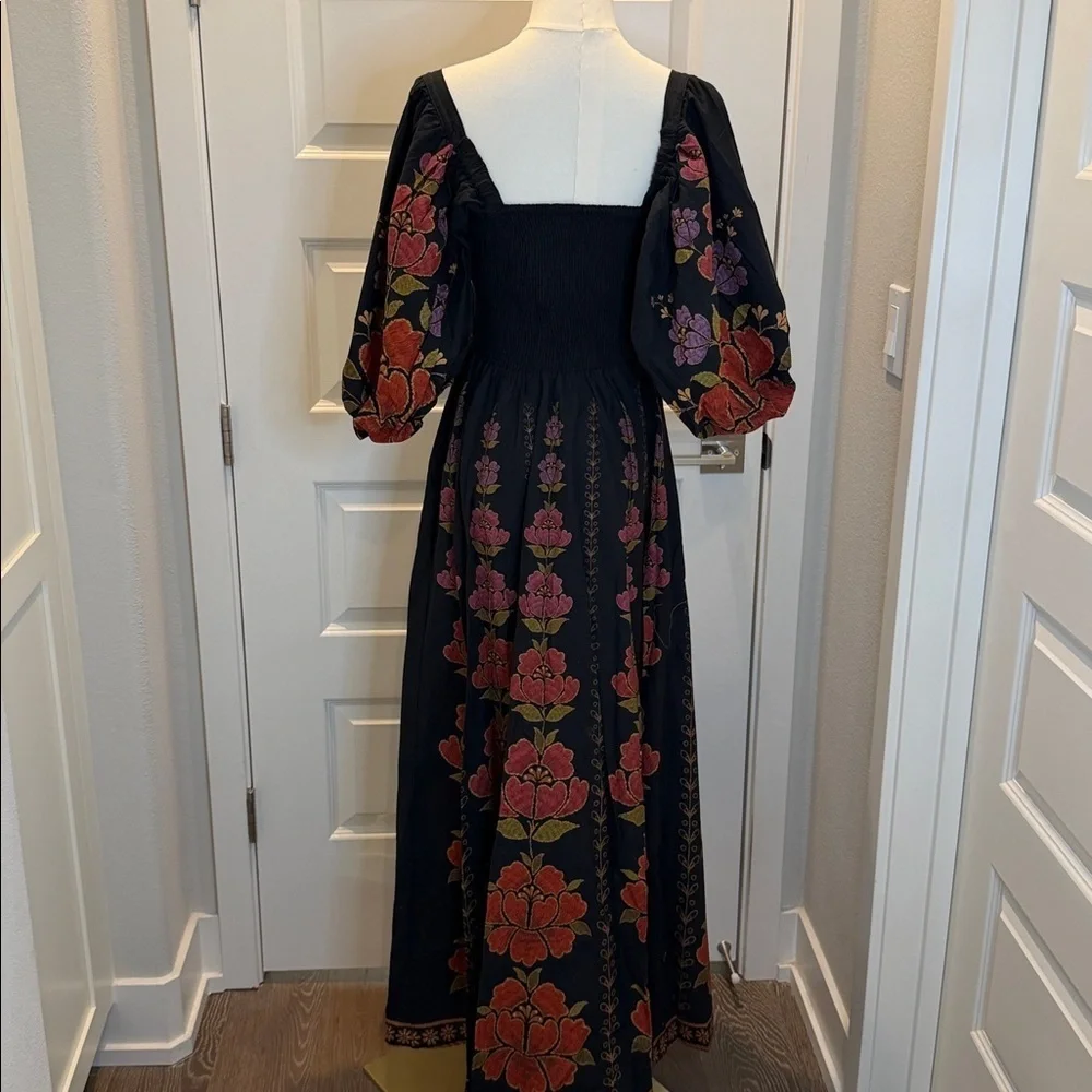 FARM Rio Black and Red Floral Long Dress Size S
